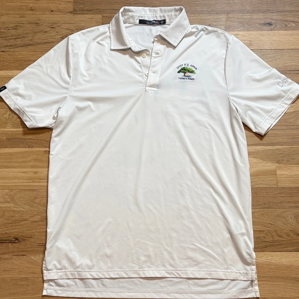 RLX Ralph Lauren White Polo 121st U.S. Open Torrey Pines Golf Shirt Men’s M